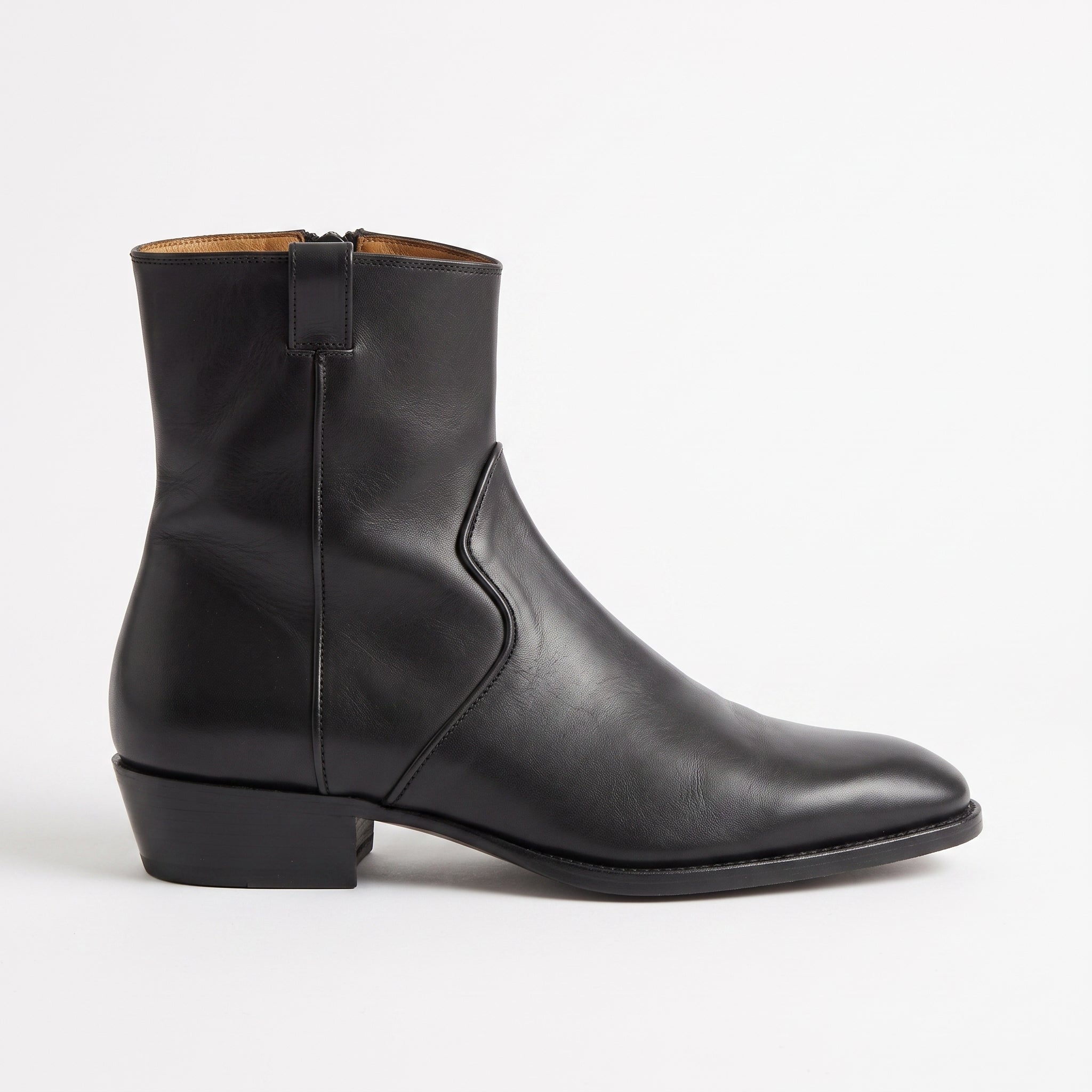 Men's Black Plain-Toe Leather Western Boots — Dunhurst