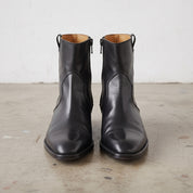 Men's Black Plain-Toe Leather Western Boots — Dunhurst