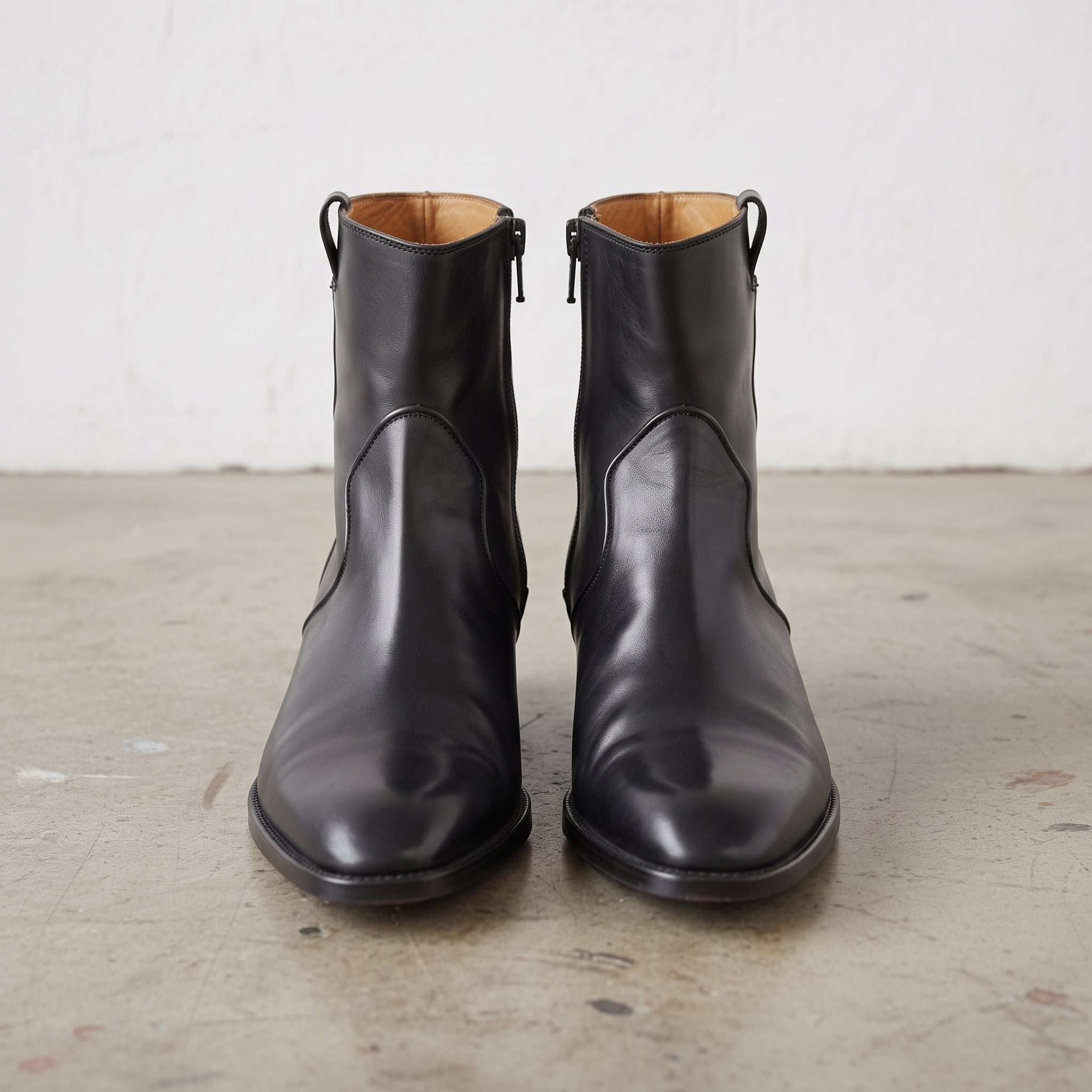 Men's Black Plain-Toe Leather Western Boots — Dunhurst