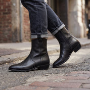 Men's Black Plain-Toe Leather Western Boots — Dunhurst
