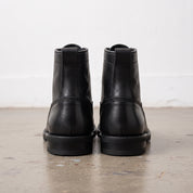 Men's Black Plain-Toe Pebbled Leather Lace-Up Boots — Ledbury