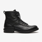 Men's Black Plain-Toe Pebbled Leather Lace-Up Boots — Ledbury