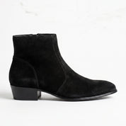 Men's Black Plain-Toe Suede Zipper Ankle Boots — Blakesby