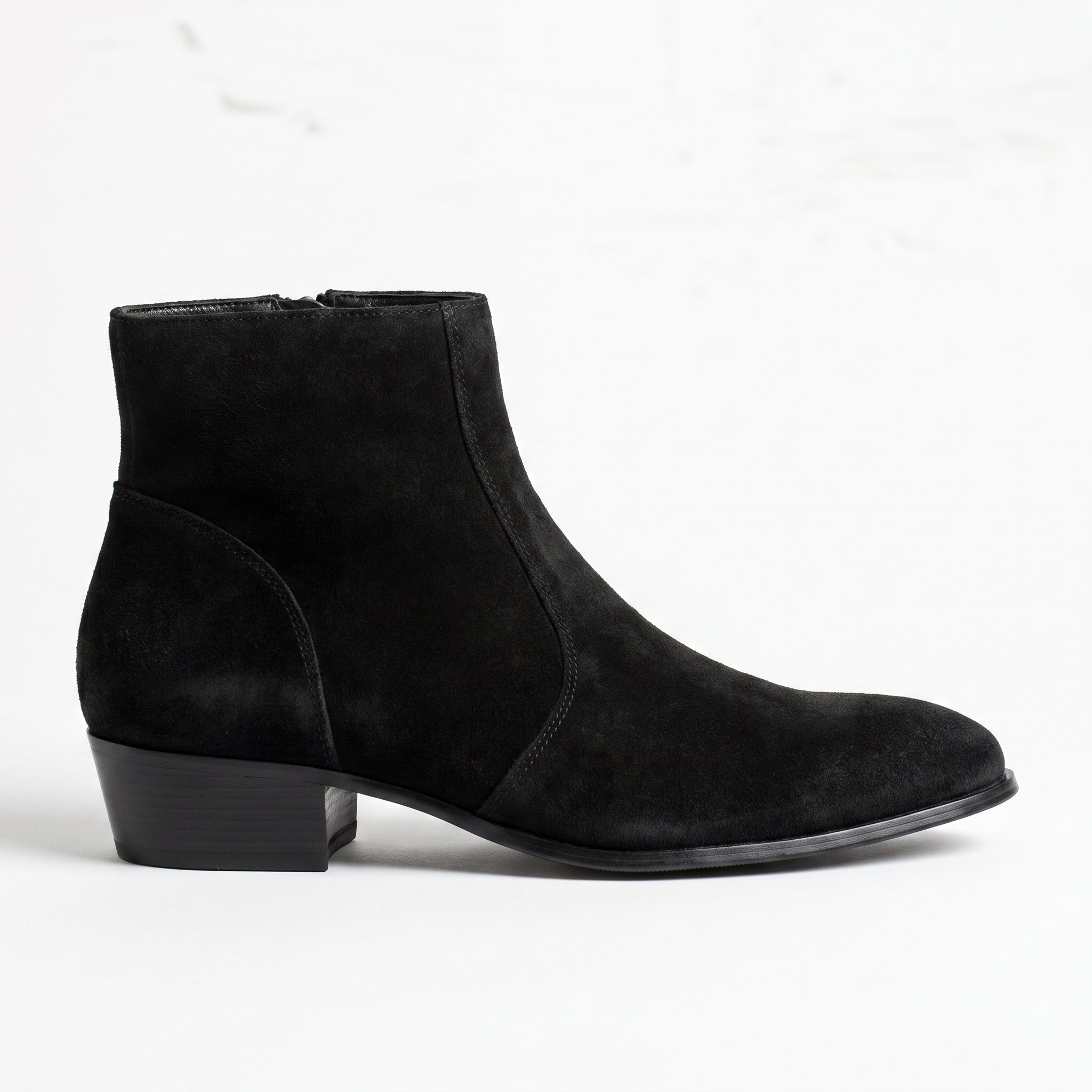 Men's Black Plain-Toe Suede Zipper Ankle Boots — Blakesby