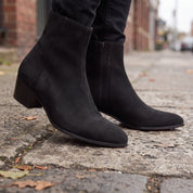 Men's Black Plain-Toe Suede Ankle Boots — Merrick