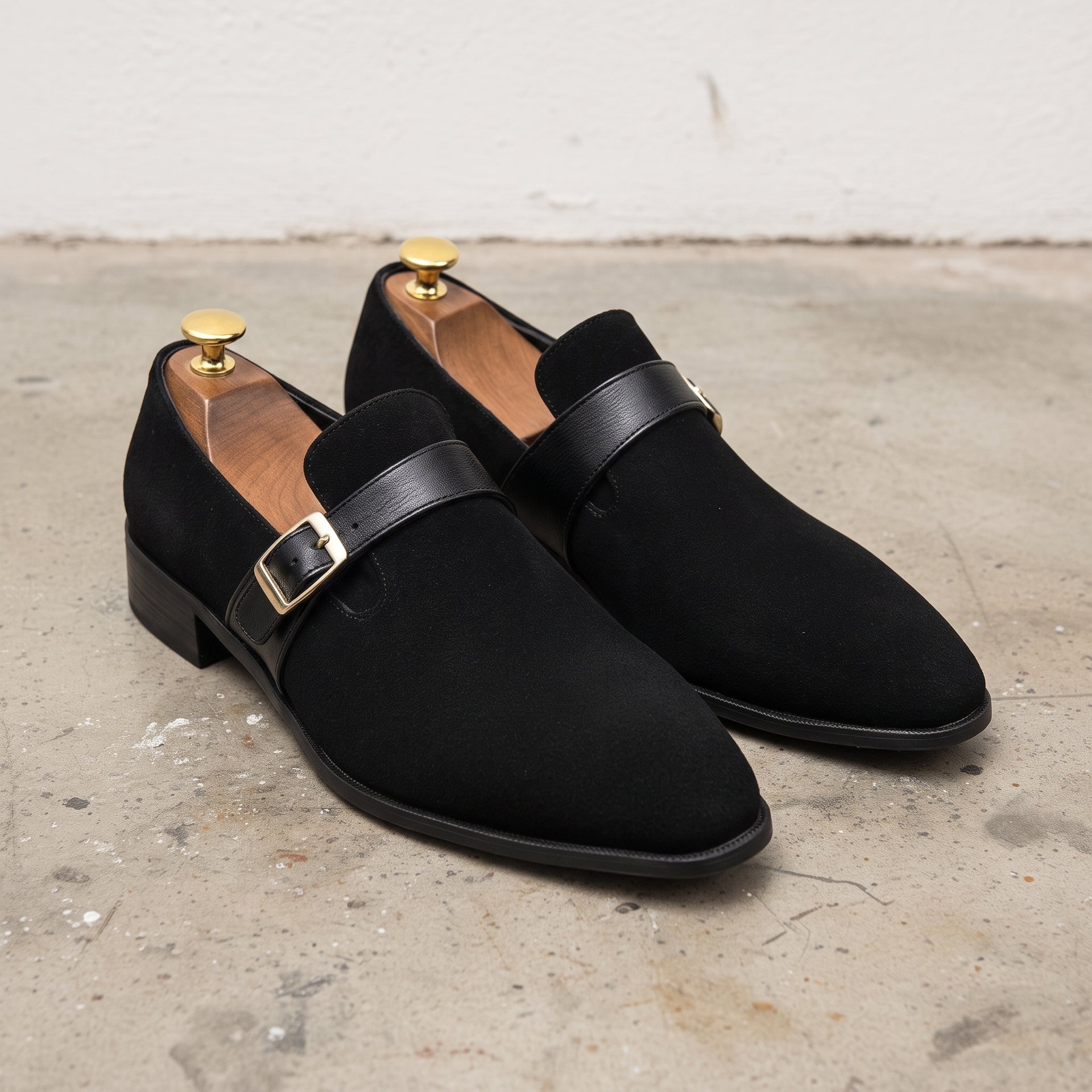 black and gold mens dress shoes Handcrafted Men's Suede with Buckle Detail Glitter-Embellished Short Sleeves Long Boston BFCM lightly cushioned signature insole Fabric:Lace / Satin