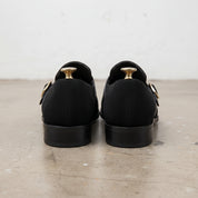 Men's Black Plain-Toe Suede Monk Strap Shoes — Goddard