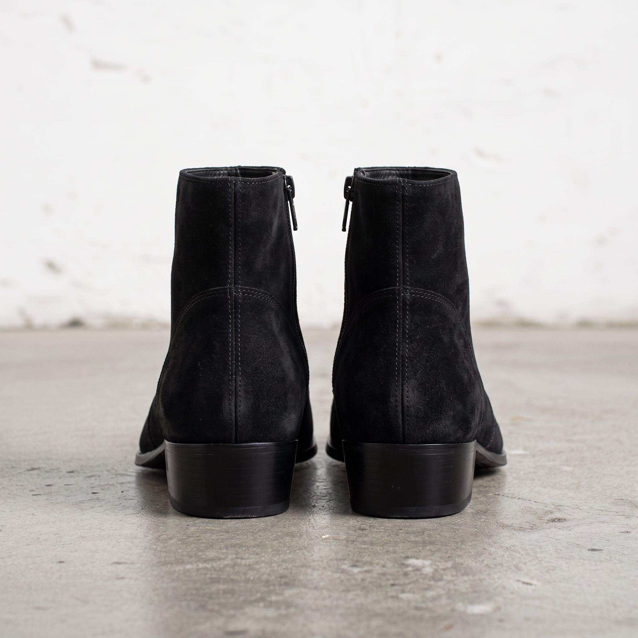 Men's Black Plain-Toe Suede Zipper Ankle Boots — Blakesby