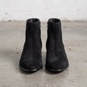 Men's Black Plain-Toe Suede Zipper Ankle Boots — Blakesby