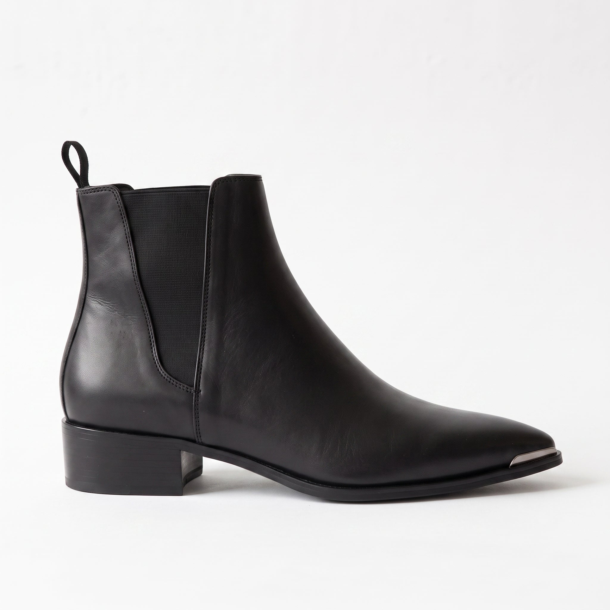 Men's Black Pointed-Toe Leather Chelsea Boots — Grayson