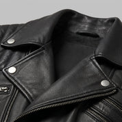 Men's Black Quilted Leather Biker Jacket — Abbett