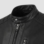 Men's Black Quilted Leather Biker Jacket — Alcott