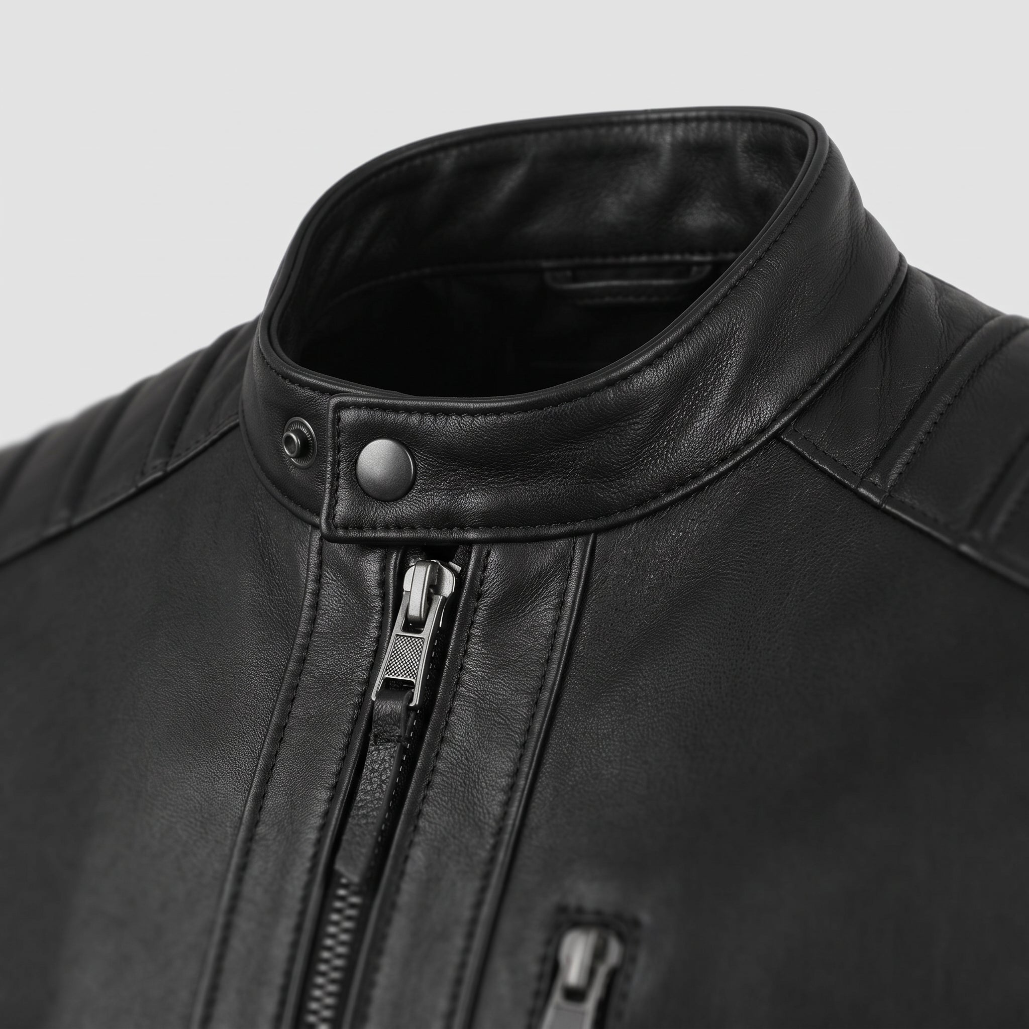 Men's Black Quilted Leather Biker Jacket — Alcott