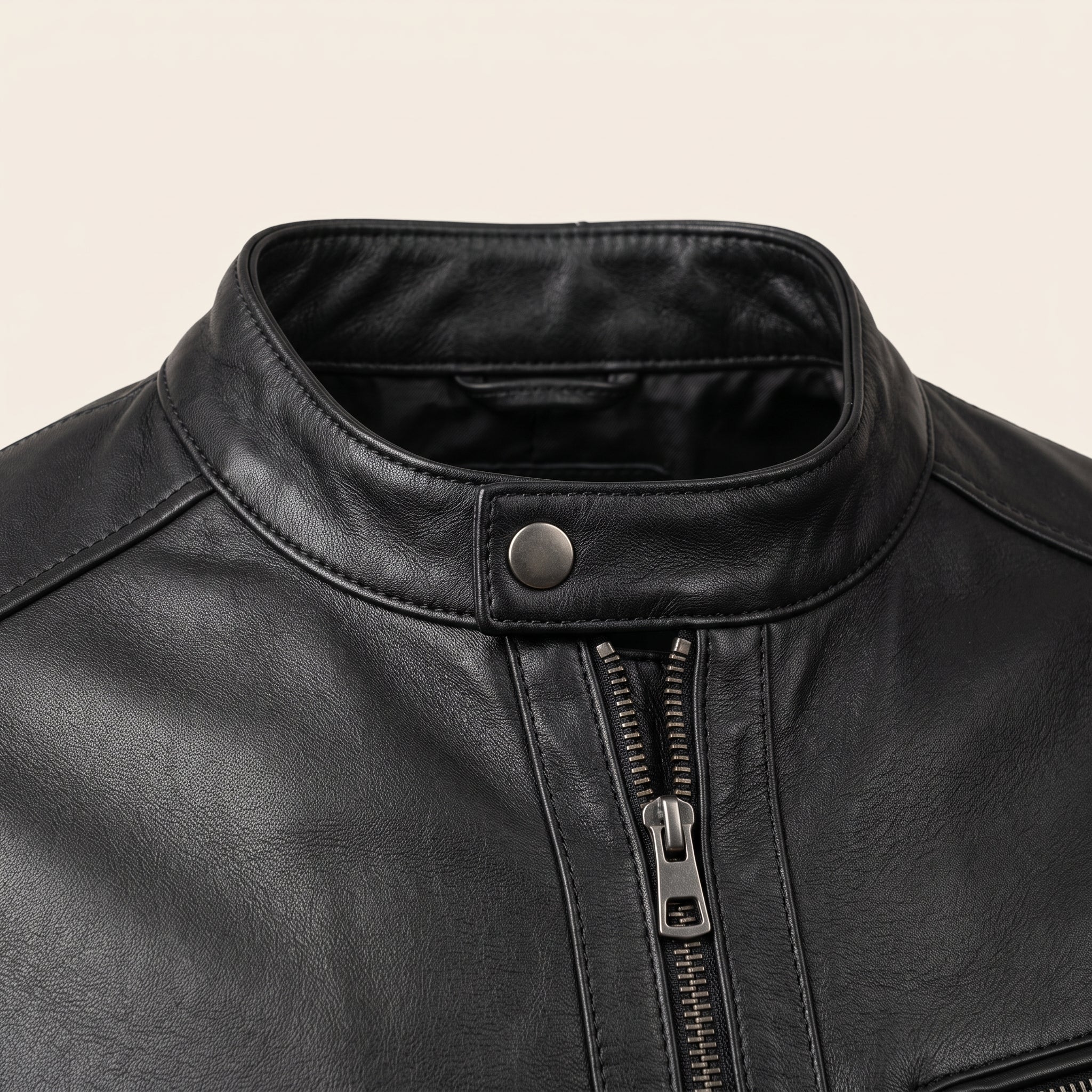 Men's Black Quilted Leather Biker Jacket — Witney