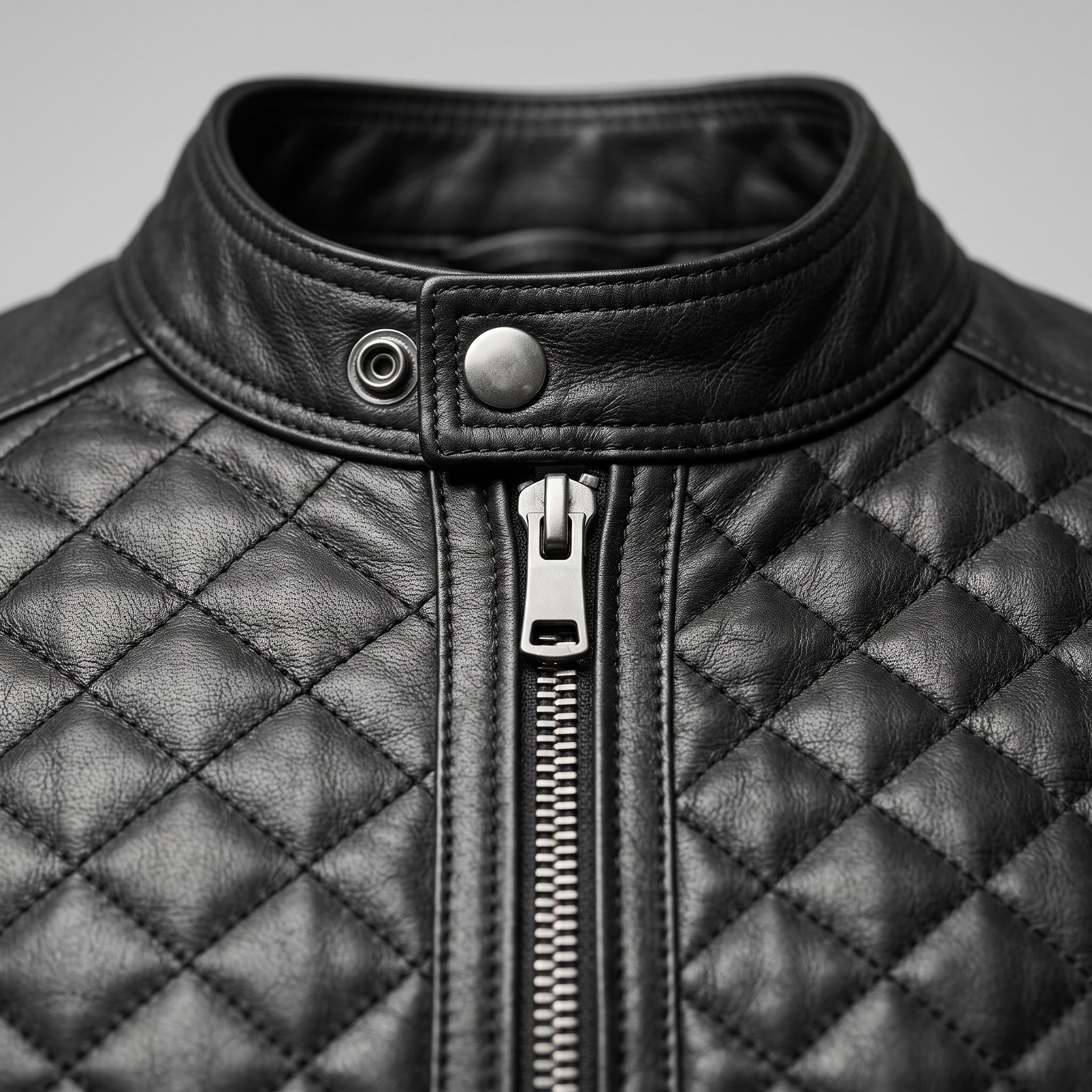 Men's Black Quilted Leather Cafe Racer Jacket — Ferrand