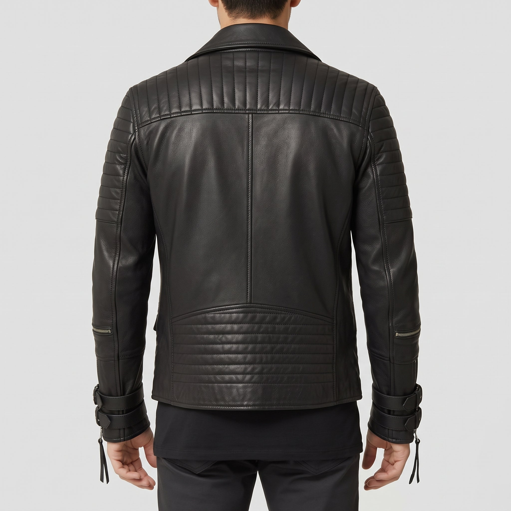Men's Black Quilted Leather Perfecto Biker Jacket — Culross