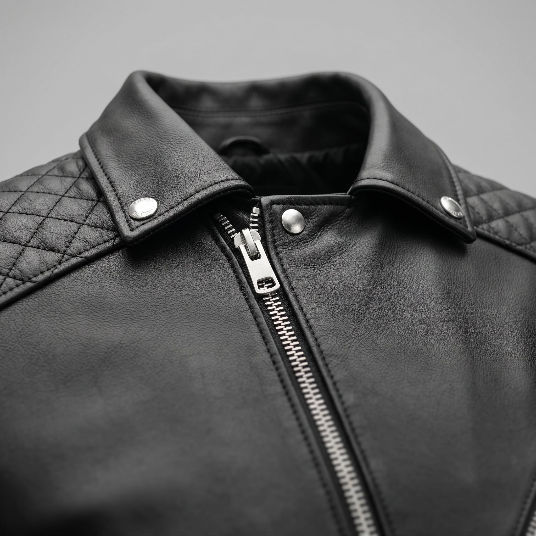 Men's Black Leather Biker Jacket — Wren