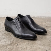 Men's Black Cap-Toe Leather Brogues — Aspall — Aspall