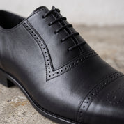 Men's Black Cap-Toe Leather Brogues — Aspall — Aspall