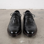 Men's Black Cap-Toe Crocodile-Embossed Leather Oxfords — Eshton — Eshton