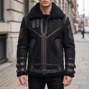 Men's Black Suede Bomber Jacket — Lupton