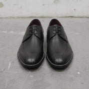 Men's Black Apron-Toe Leather Derby Shoes — Falkirk