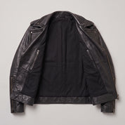 Men's Black Studded Leather Biker Jacket — Abberthorpe