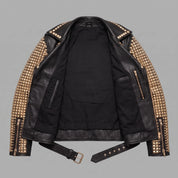 Men's Black Studded Leather Biker Jacket — Ackwood