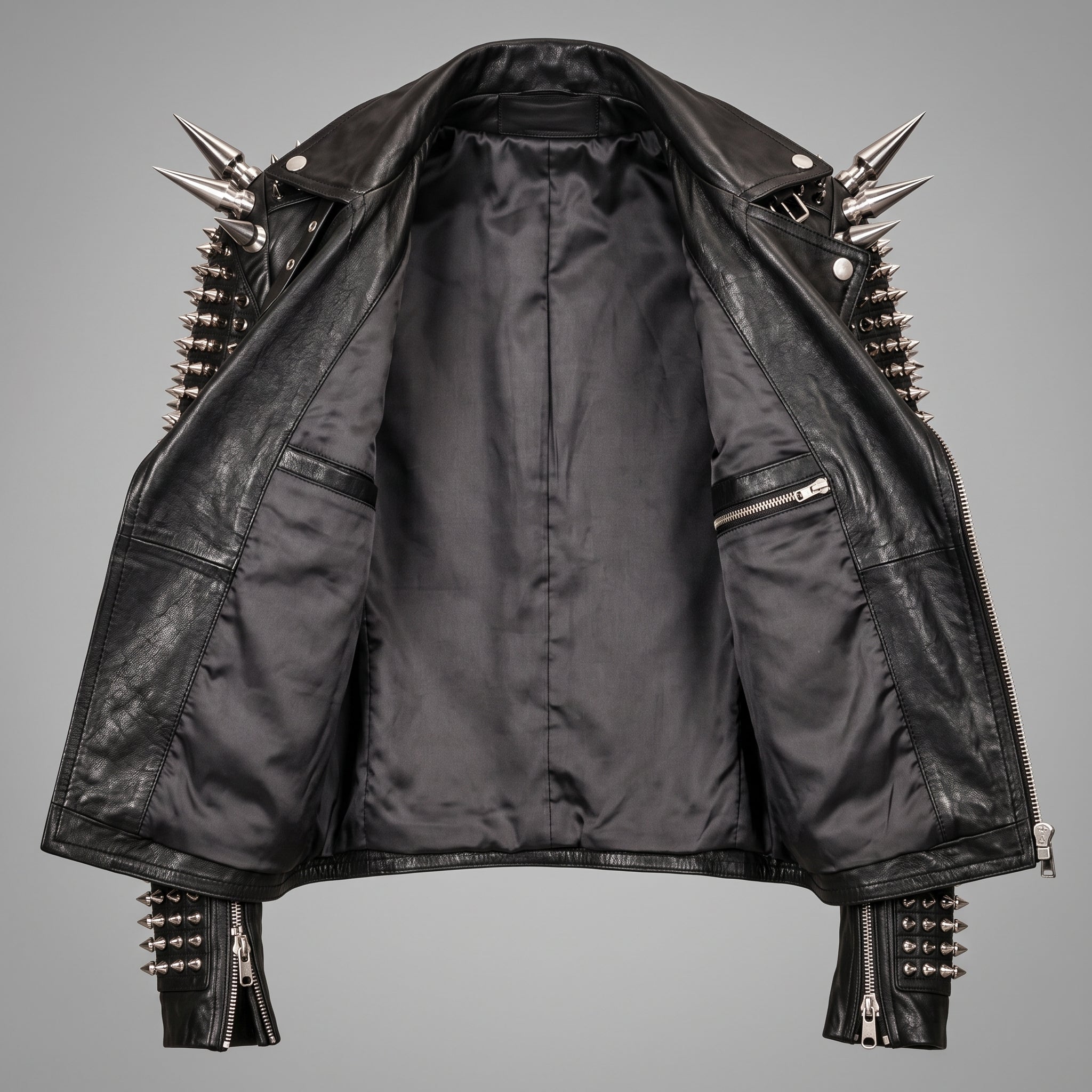 Men's Black Studded Leather Perfecto Jacket — Acreford
