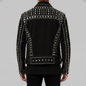 Men's Black Studded Suede Biker Jacket — Ainstable