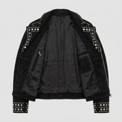 Men's Black Studded Suede Biker Jacket — Ainstable