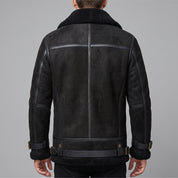 Men's Black Suede Bomber Jacket — Lupton