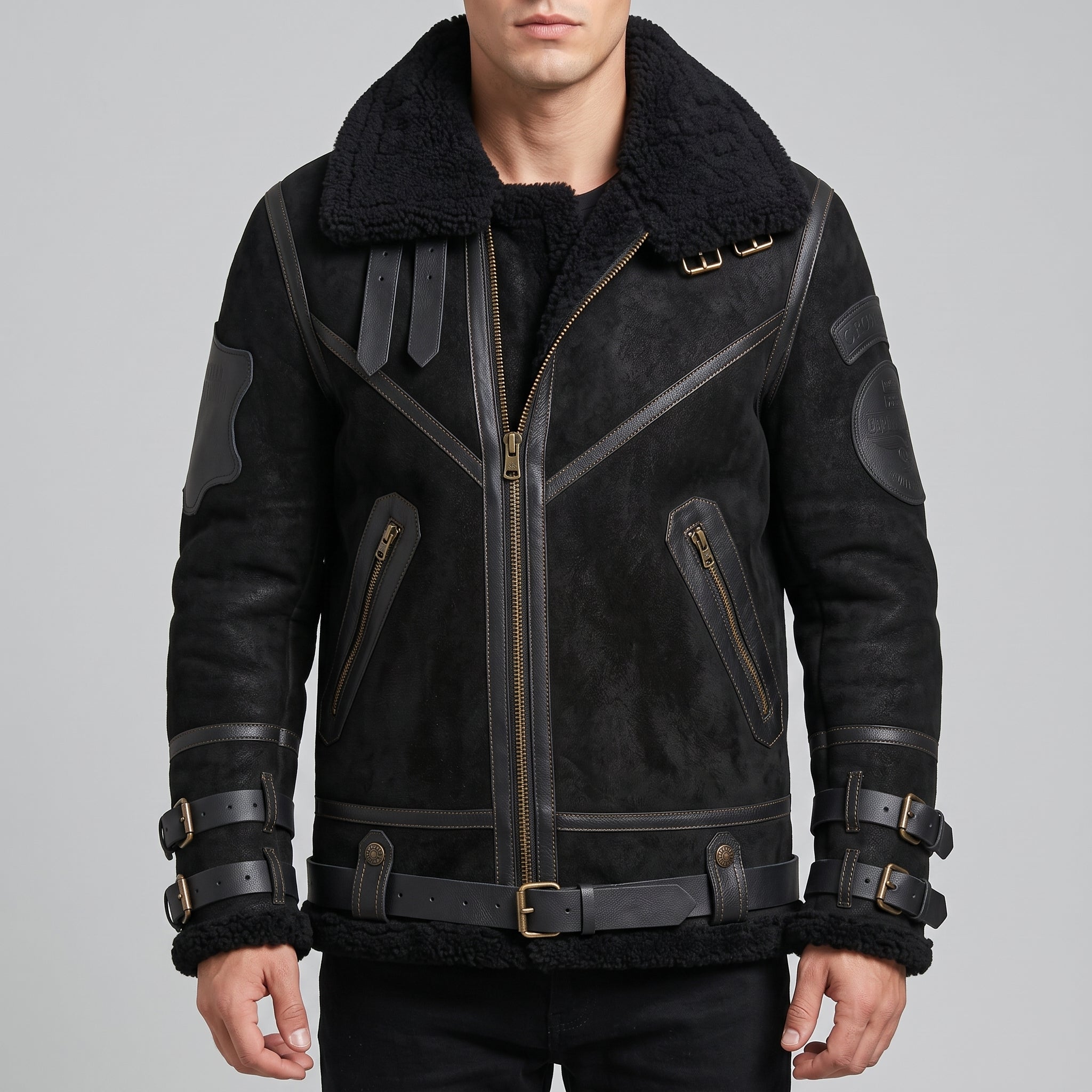 Men's Black Suede Bomber Jacket — Lupton