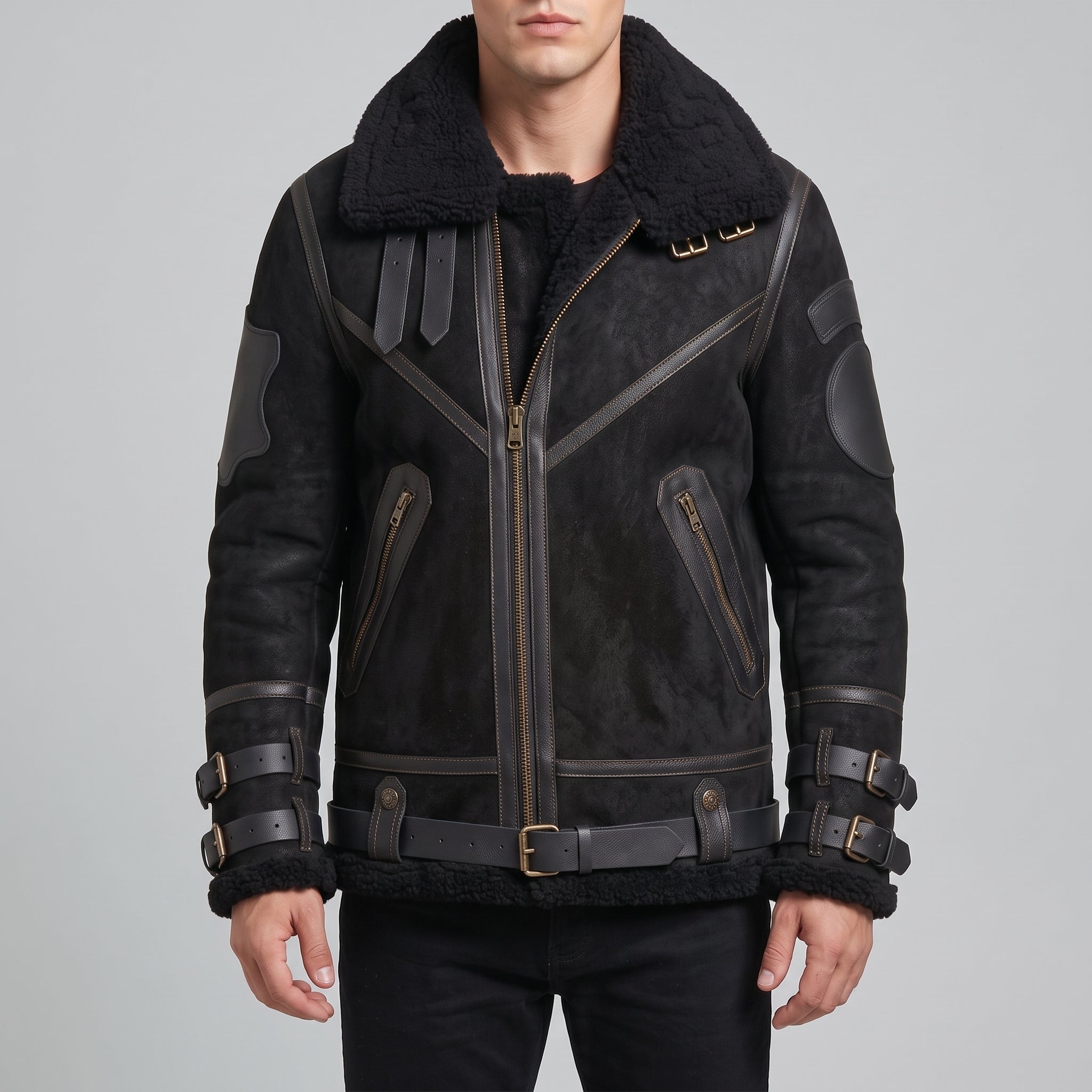 Men's Black Suede Bomber Jacket — Lupton
