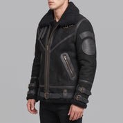 Men's Black Suede Bomber Jacket — Lupton