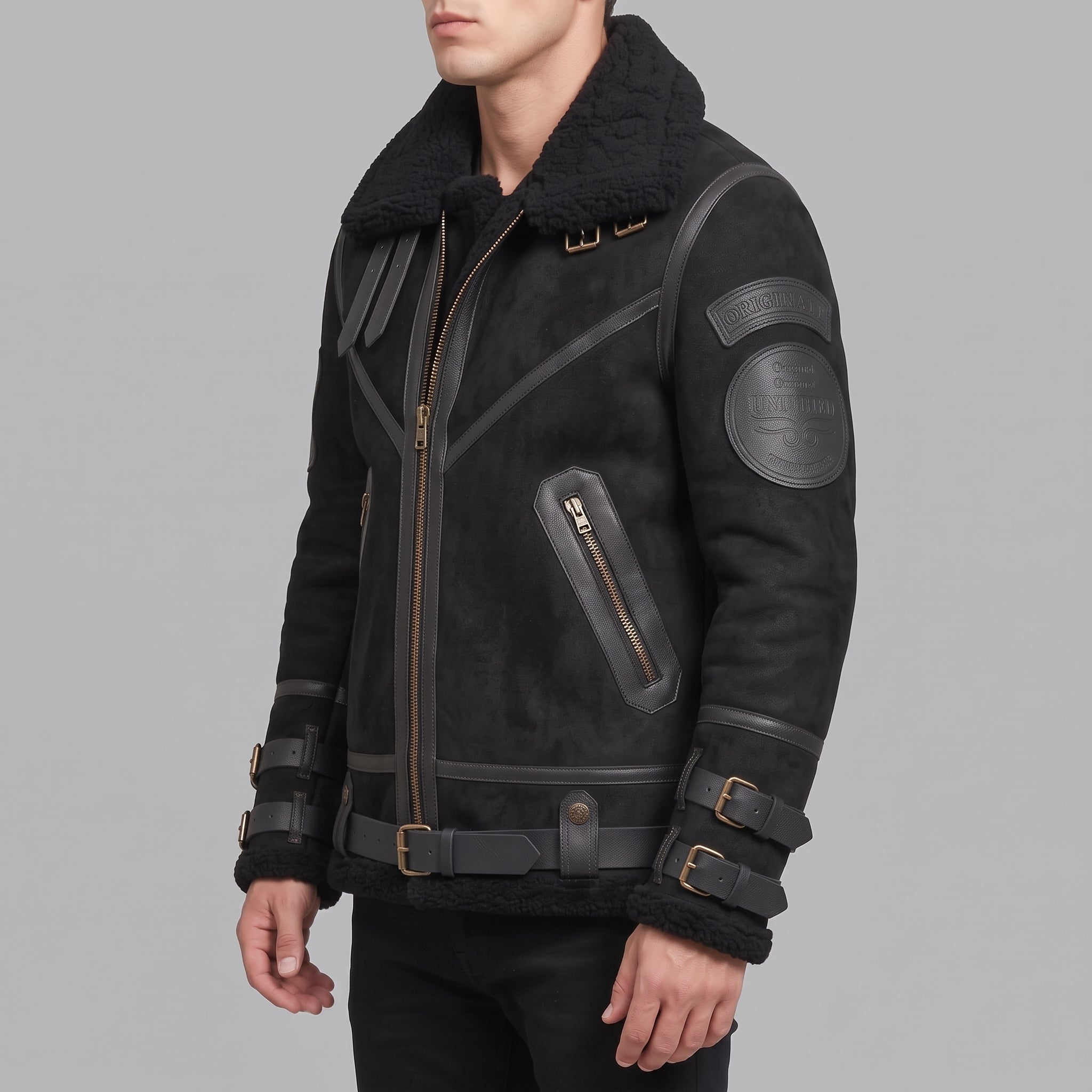 Men's Black Suede Bomber Jacket — Lupton