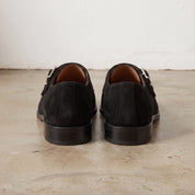 Men's Black Cap-Toe Canvas Double Monk Strap Monks — Lowell