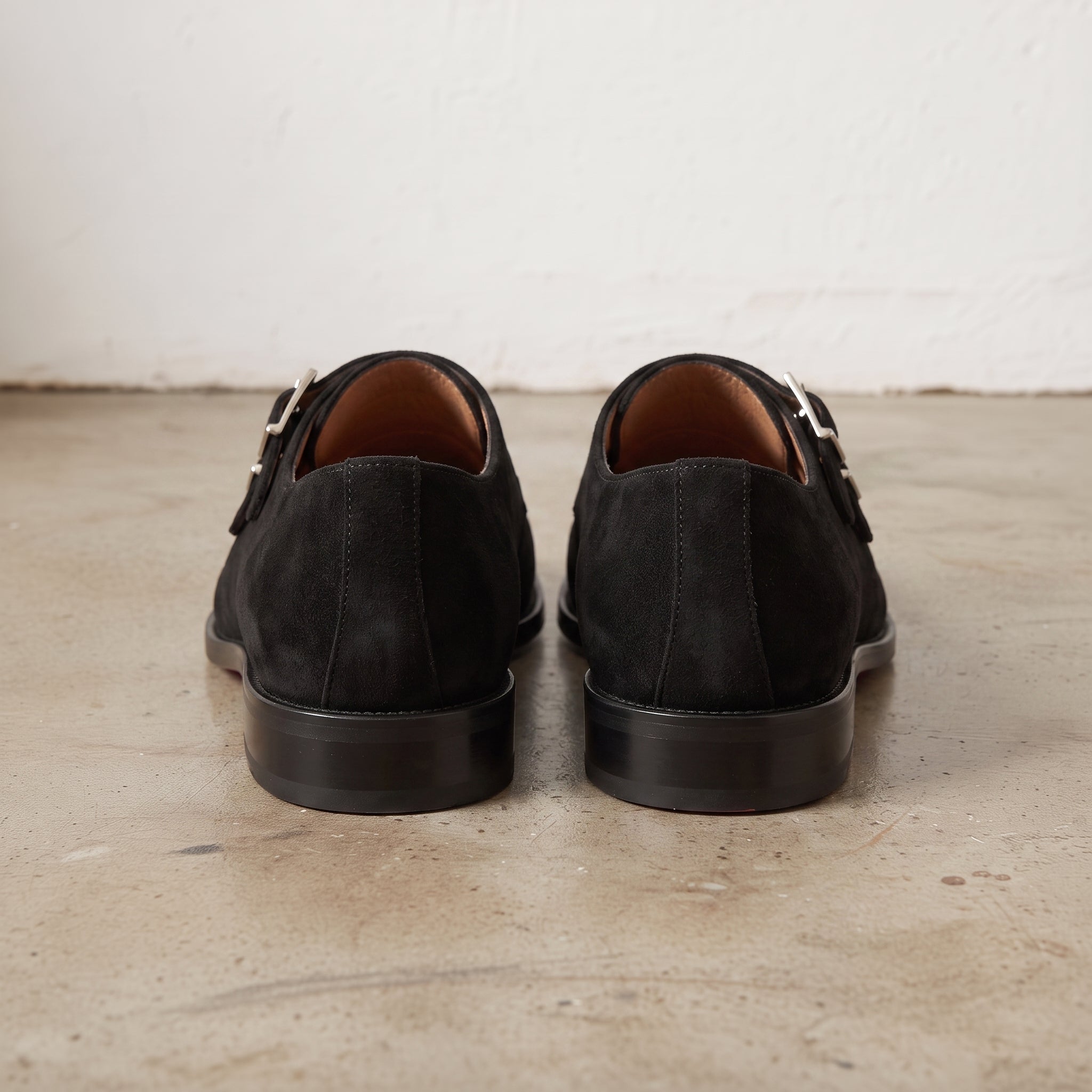 Men's Black Cap-Toe Canvas Double Monk Strap Monks — Lowell