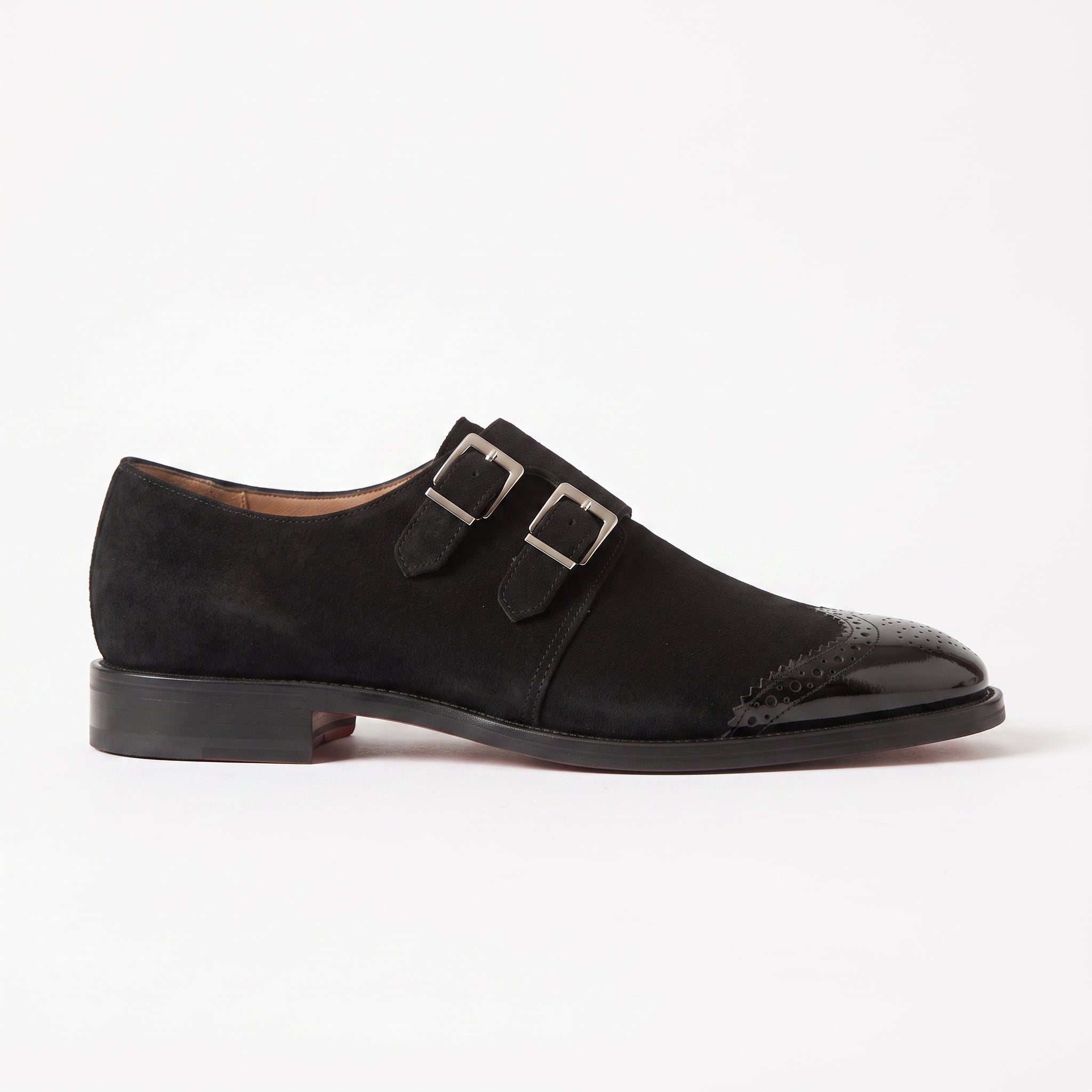 Men's Black Cap-Toe Canvas Double Monk Strap Monks — Lowell