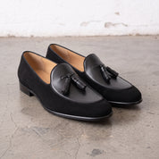 Men's Black Suede Leather Tassel Loafers — Burton