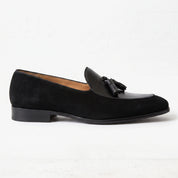 Men's Black Suede Leather Tassel Loafers — Burton