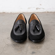 Men's Black Suede Leather Tassel Loafers — Burton