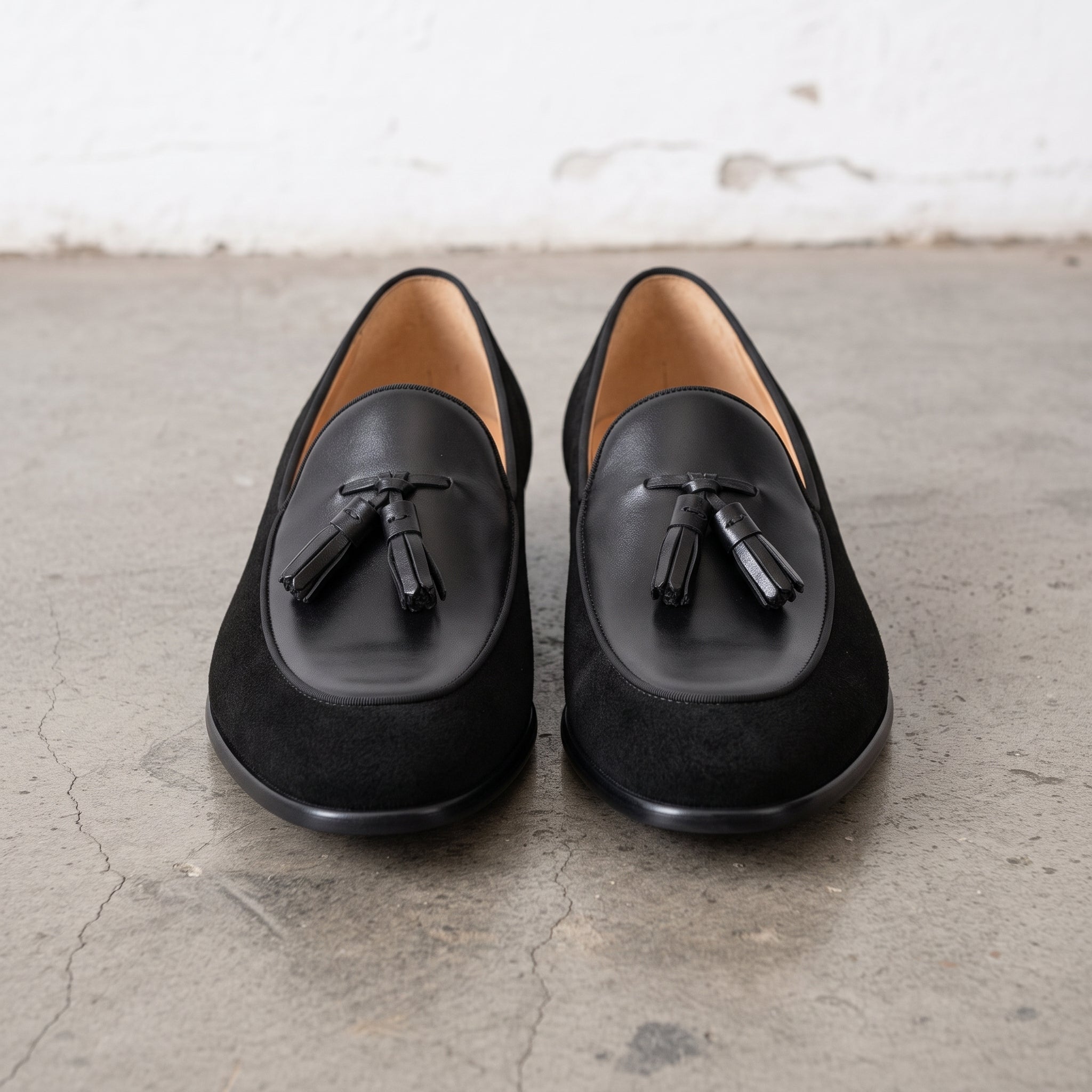 Men's Black Suede Leather Tassel Loafers — Burton