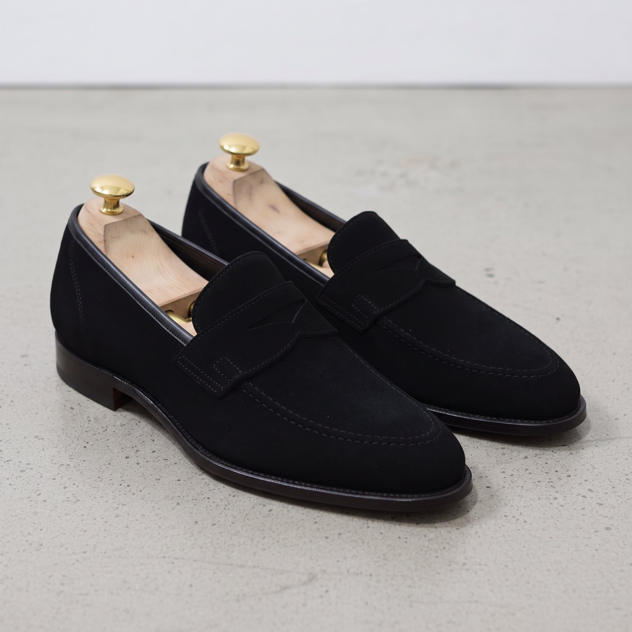 Men's Black Suede Penny Loafers — Burbank