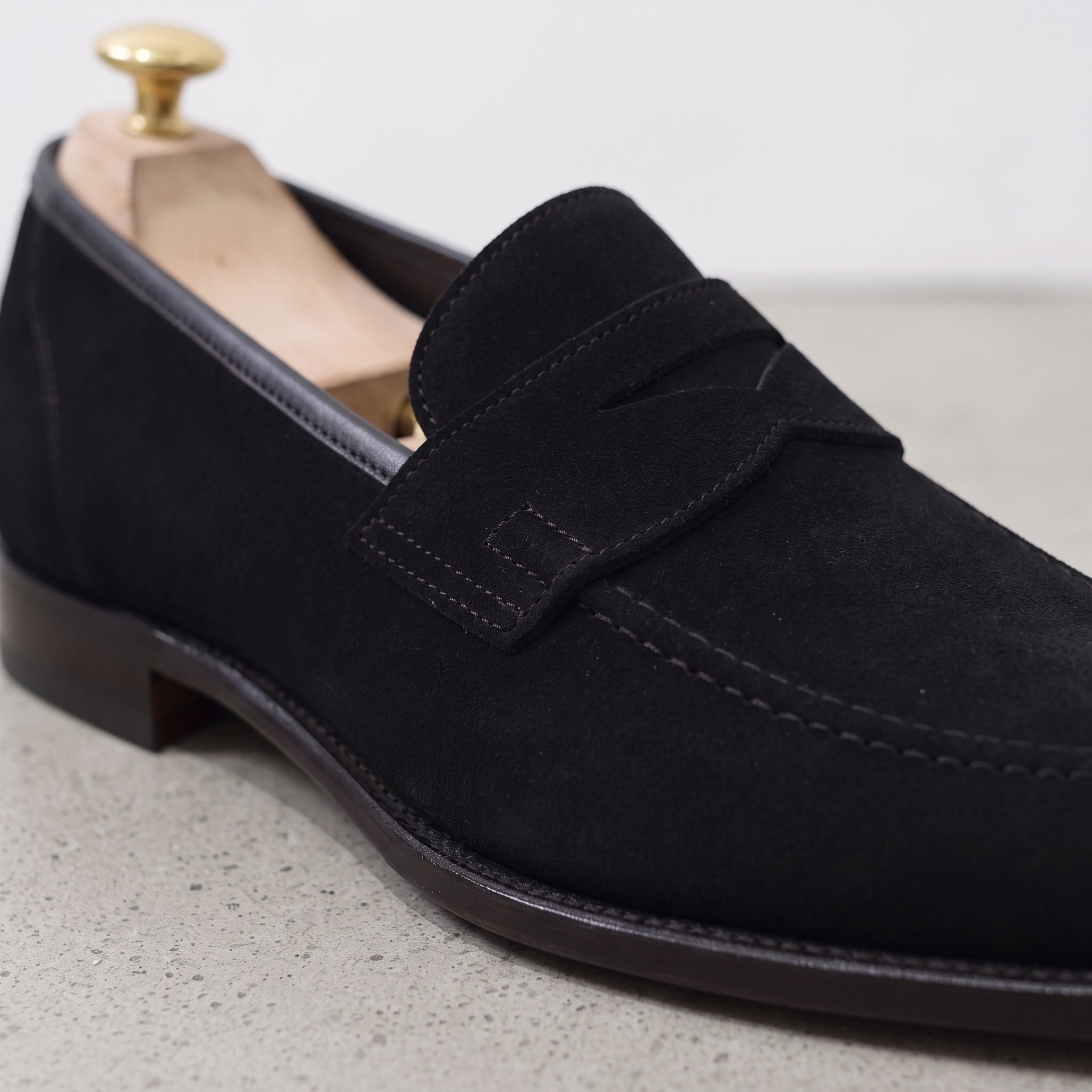 Men's Black Suede Penny Loafers — Burbank