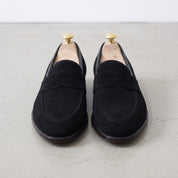 Men's Black Suede Penny Loafers — Burbank