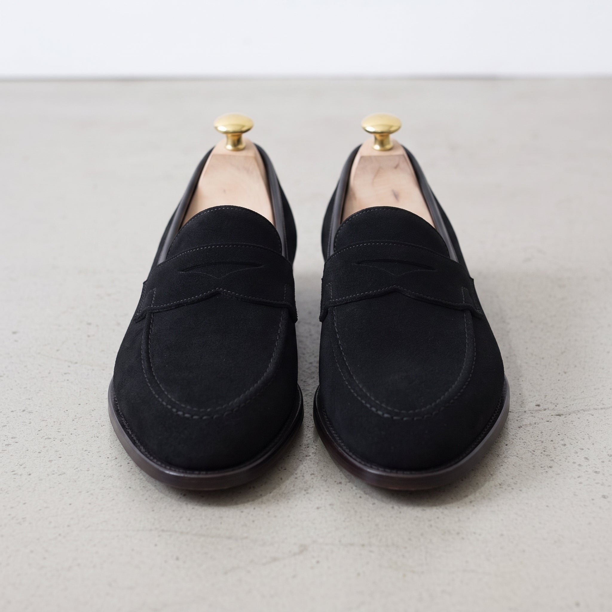 Men's Black Suede Penny Loafers — Burbank