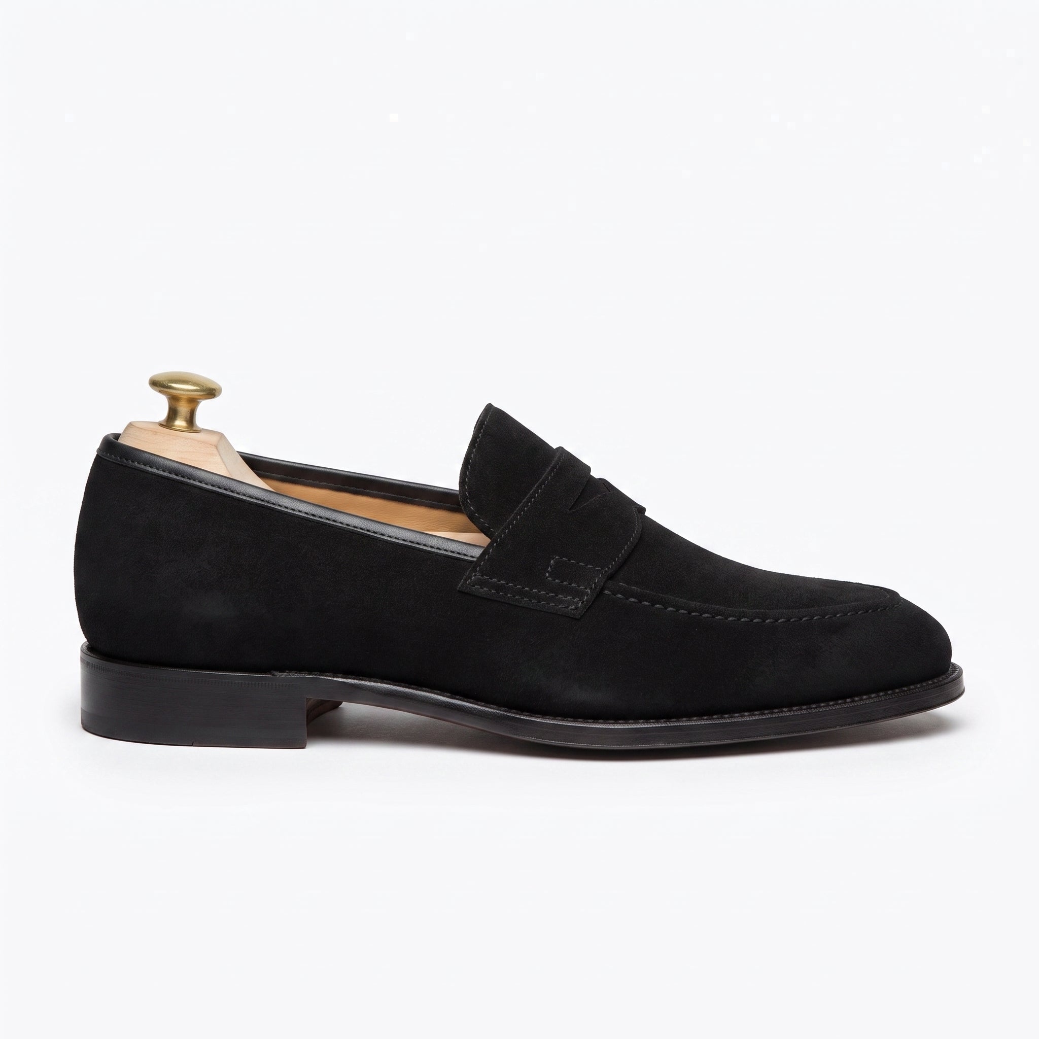 Men's Black Suede Penny Loafers — Burbank