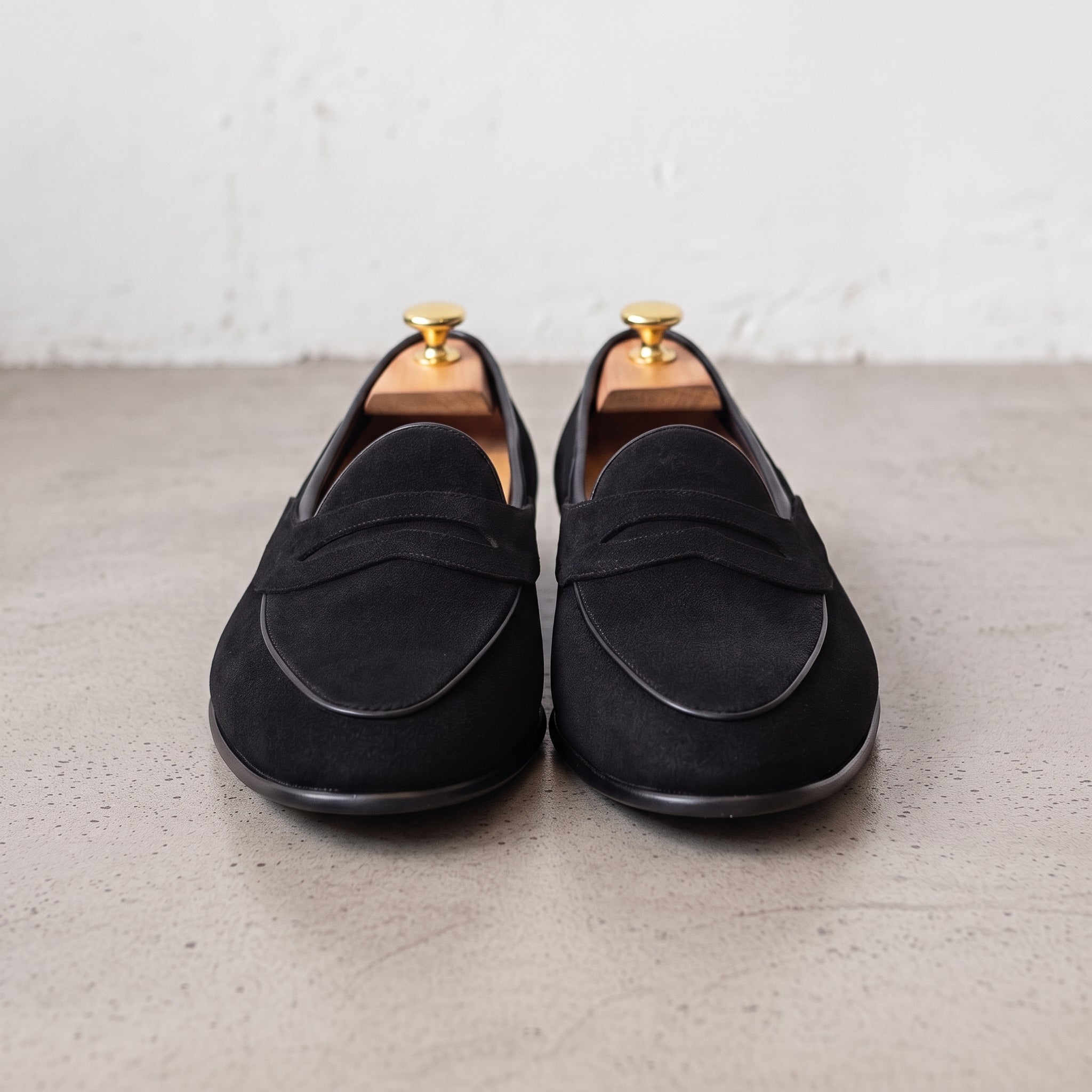 Men's Black Suede Penny Loafers — Sherlock
