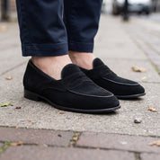 Men's Black Suede Penny Loafers — Sherlock